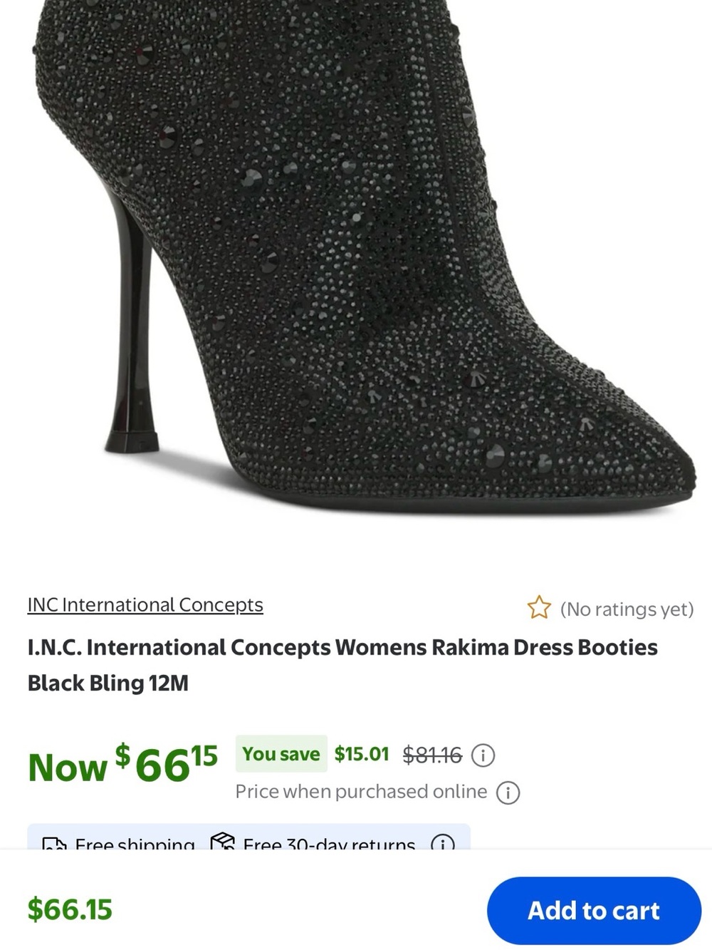 INC International Concepts Black Crystal-Embellished Pointed Toe Boot